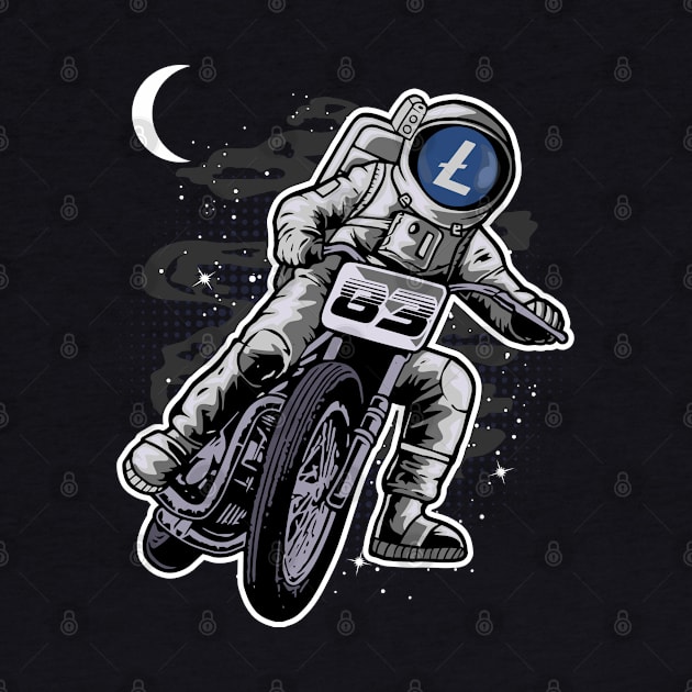 Astronaut Motorbike Litecoin Lite Coin LTC To The Moon Crypto Token Cryptocurrency Wallet Birthday Gift For Men Women Kids by Thingking About